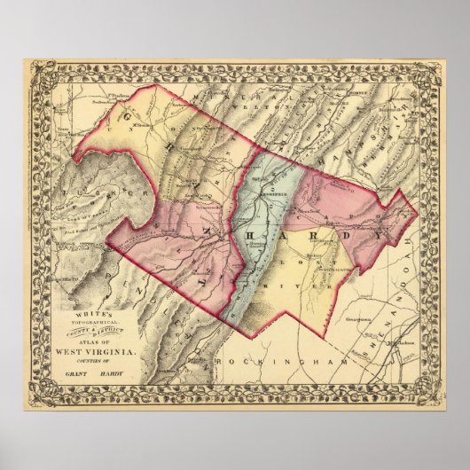 グラント県の地図 ポスター (正面)