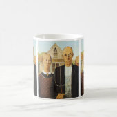 グラント・ウッドによるアメリカのゴシック様式、複製芸術、 コーヒーマグカップ (中央)