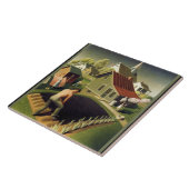 グラント・ウッド – 春・イン・タウン絵画、有名な街、 タイル (側面)