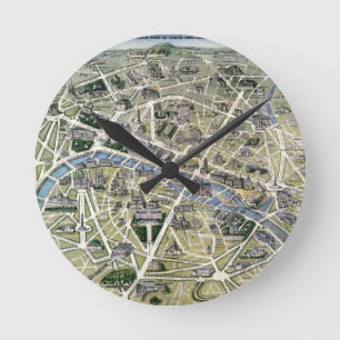 グランドの期間の間のパリの地図 ラウンド壁時計
