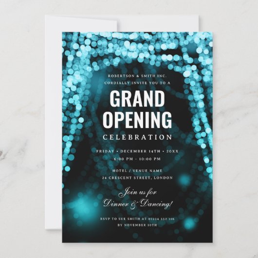 グランドエレガントオープニングビジネスターコイズライト 招待状 (正面)