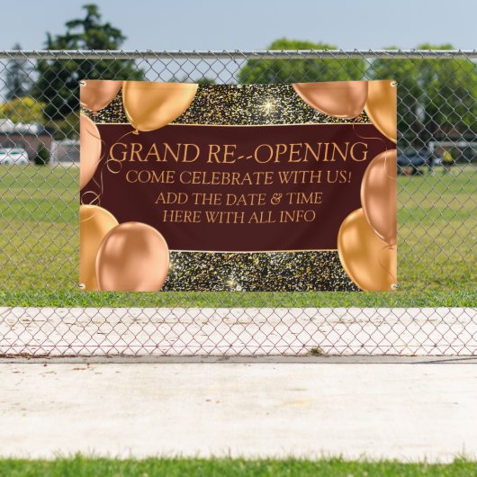 グランドエレガントリオープニング金ゴールドバルーンのパーソナライズ 横断幕 (インサイチュ)