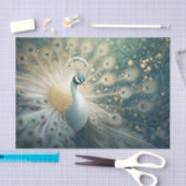 グランドエントランス、白い羽の孔雀のファインリー 薄葉紙 (クラフト)