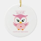 グランドオジャンプファースト誕生日かわいいピンクフクロウ セラミックオーナメント (正面)