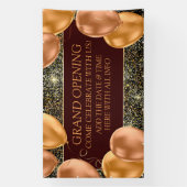 グランドオープエレガントニング金ゴールドバルーンのパーソナライズ 横断幕 (縦)