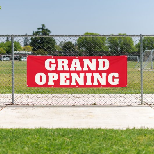 グランドオープニングはっきりしたレッドホワイトビッグアウトドア 横断幕 (インサイチュ)