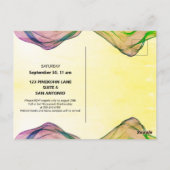 グランドオープニンググリーンイエローウォーターカラーウェーブスターズ ポストカード (裏面)