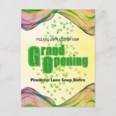 グランドオープニンググリーンイエローウォーターカラーウェーブスターズ ポストカード (正面)