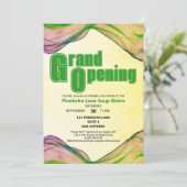 グランドオープニンググリーンイエローウォーター縁どカラーウェーブ 招待状 (スタンド正面)