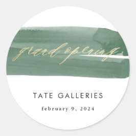 グランドオープニンググリーンリボン ラウンドシール