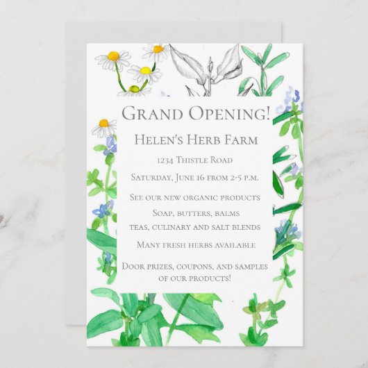 グランドオープニングニュービジネスハーブファーム 招待状 (正面/裏面)