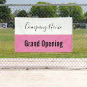 グランドオープニングピンク白黒会社名スクリプト 横断幕 (インサイチュ)