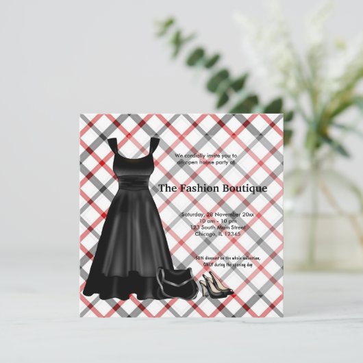 グランドオープニングファッションビジネス(黒) 招待状 (スタンド正面)