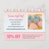 グランドオープニングベーカリーカフェピンクグリッター 案内ポストカード (裏面)