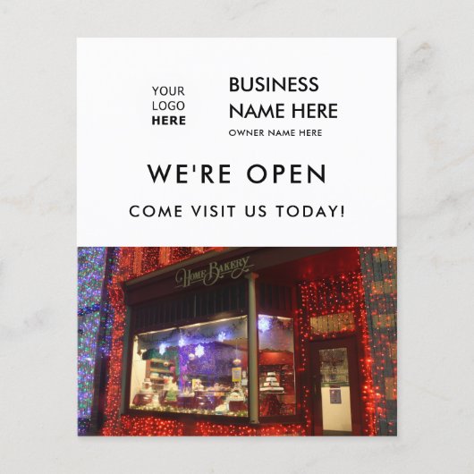 グランドオープニングベーカリーショップカスタムフォトロゴホワイト チラシ (正面)