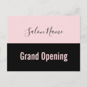 グランドオープニング淡い色のピンクブラック美しいサロン名 ポストカード (正面)