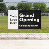 グランドオープニング白黒ビジネスロゴ&名前 横断幕 (インサイチュ)