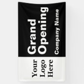 グランドオープニング白黒ビジネスロゴ&名前 横断幕 (縦)