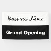 グランドオープニング白黒ビジネス名 横断幕 (横)