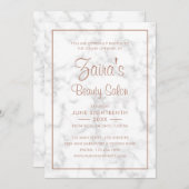 グランドオープニング美しいモダンサロン大理石バラ金ゴールド 招待状 (正面/裏面)