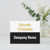 グランドオープニング金ゴールド白黒の会社名 ポストカード (スタンド正面)
