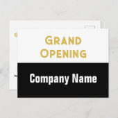 グランドオープニング金ゴールド白黒の会社名 ポストカード (正面/裏面)