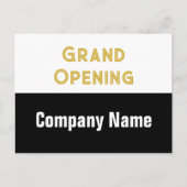 グランドオープニング金ゴールド白黒の会社名 ポストカード (正面)