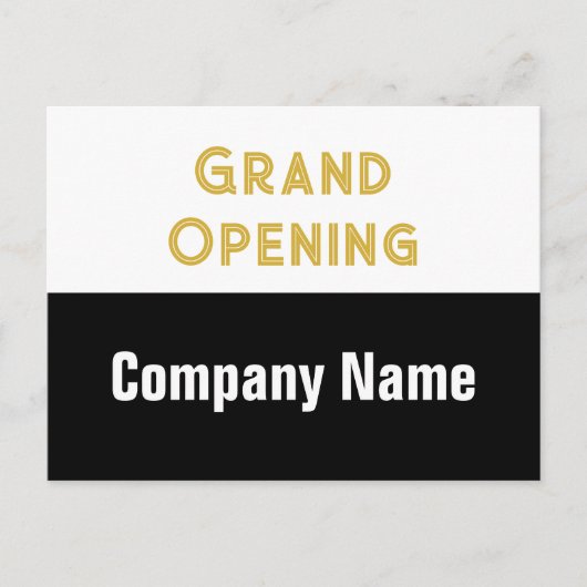 グランドオープニング金ゴールド白黒の会社名 ポストカード (正面)