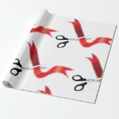 グランドオープンのお祝い ハサミでリボンをカット ラッピングペーパー (アンロールド)