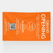グランドオープンのオレンジのビジネス ロゴ QR バナー 横断幕 (横)