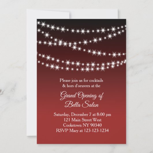 グランドオープンのツインクルライト ダークレッド 招待状 (正面)