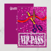 グランドオープンのローンチ ピンクVIPパーティー招待 招待状 (正面/裏面)