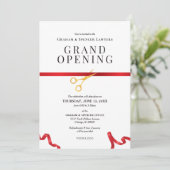 グランドオープンの赤いリボンカット式 招待状 (スタンド正面)