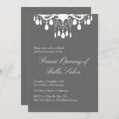 グランドオープングランド社交ダンスオンスモーキーグレー 招待状 (正面/裏面)