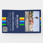 グランドオープンストライプグQRコード写真縦型 横断幕 (横)