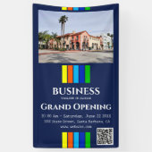 グランドオープンストライプグQRコード写真縦型 横断幕 (縦)