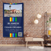 グランドオープンストライプグQRコード写真縦型 横断幕