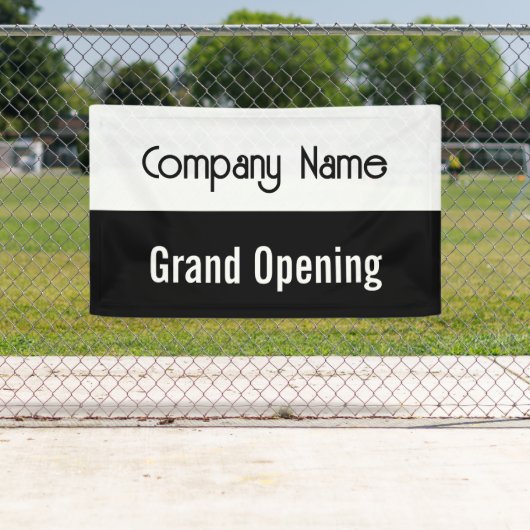 グランドオープン白黒会社名テンプレート 横断幕 (インサイチュ)