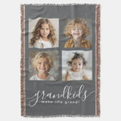 グランドキッズがライフグランドフォトコラージンググレーを作成 スローブランケット (正面縦)