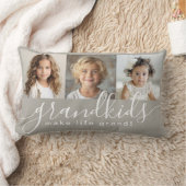 グランドキッズが人生を作るグランド3フォトコラージュ ランバークッション (ブランケット)