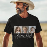 グランドキッズが人生を作るグランド3フォトコラージュ Tシャツ<br><div class="desc">祖父母への思いやりある贈り物でパーソナライズされた、このTシャツのデザインは、孫の写真でパーソナライズする3写真テンプレートを備えている。手書きモダンスクリプトとサンセリフモダンフォントの組み合わせ"グランドキッズは人生を壮大にする！ 祖父母の日、誕生日、パーソナライズされた休日など、素晴らしい贈り物を作るこの思慮深いTシャツで永続的な思い出を作成する。</div>