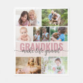 グランドキッズが人生を作るグランド7フォトコラージュ フリースブランケット (正面)