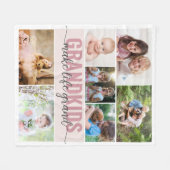 グランドキッズが人生を作るグランド7フォトコラージュ フリースブランケット (正面(横))