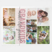 グランドキッズが人生を作るグランド7フォトコラージュ フリースブランケット (正面(横))