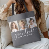グランドキッズが人生を作る3フォトコラージンググレー トートバッグ
