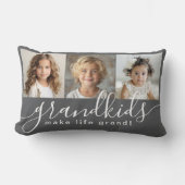 グランドキッズが人生を作る3フォトコラージンググレー ランバークッション (正面)