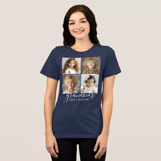 グランドキッズが人生を作る4フォトコラージュ トライブレンドTシャツ (正面全面)