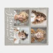 グランドキッズが人生を作る4フォトコラージュ フリースブランケット (正面(横))