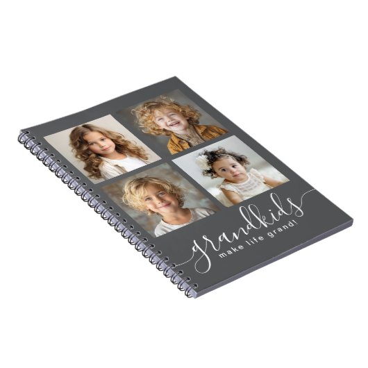 グランドキッズが人生を作る4フォトコラージンググレー ノートブック (右側)