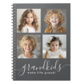 グランドキッズが人生を作る4フォトコラージンググレー ノートブック (正面)